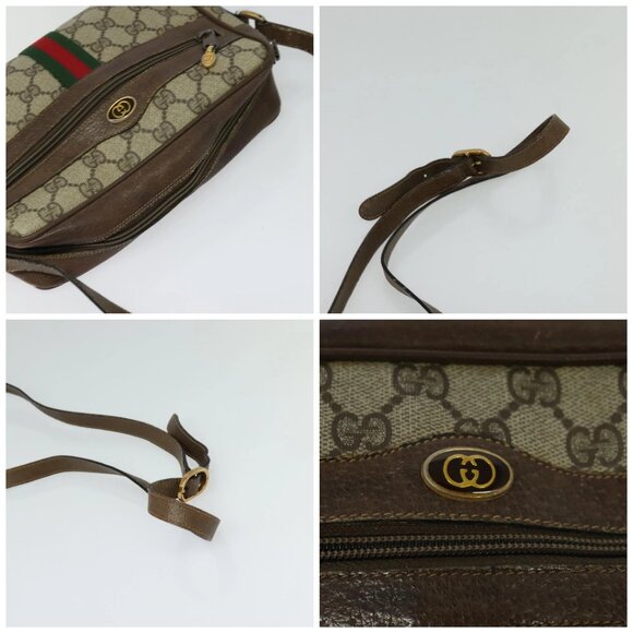 GUCCI GG Supreme Web Sherry Line Bag PVC Beige Gold 75 02 004 Auth BA2469 - Picture 16 of 16